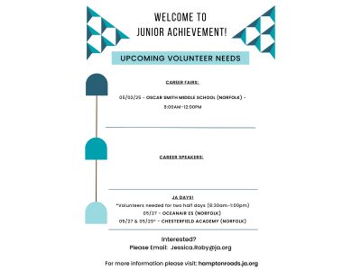 Blue and white flyer listing dates