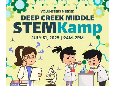 Yellow flyer with science graphics